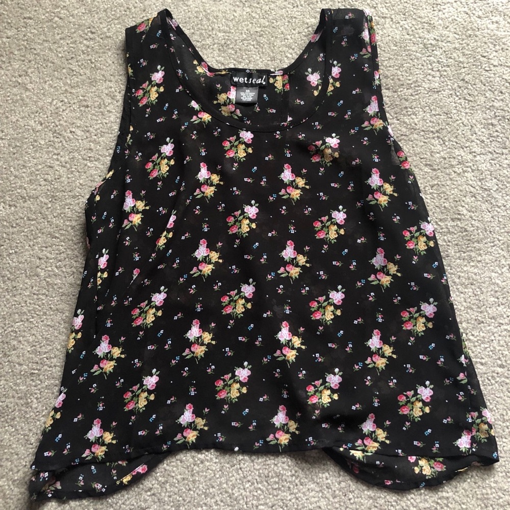 Wet Seal Sheer Tank Top with Open Back